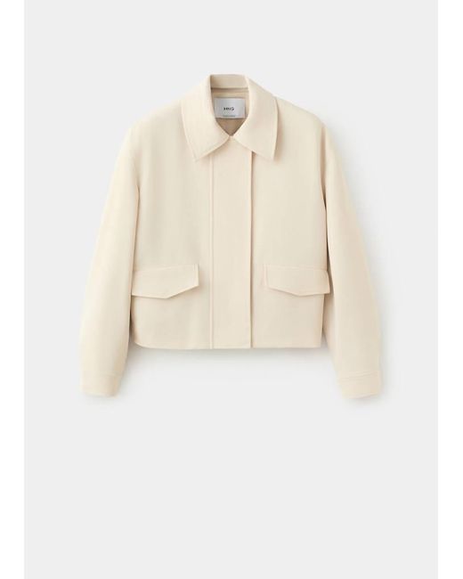 Mango Natural Bomber Jacket With Pockets