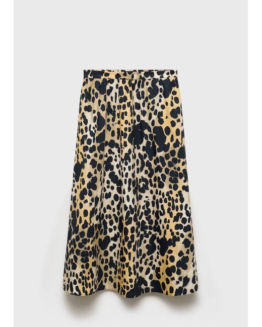 Mango Gray Leopard Midi Skirt
