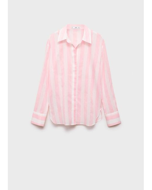 Mango Gray Striped Cotton Shirt