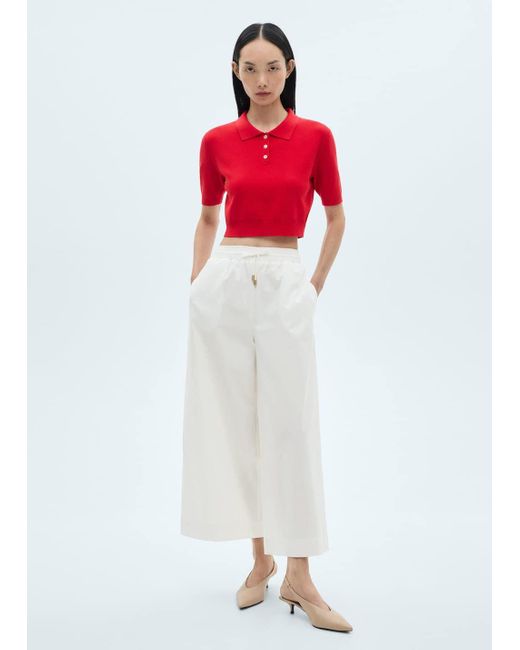 Mango Red Culotte Trousers With Pockets