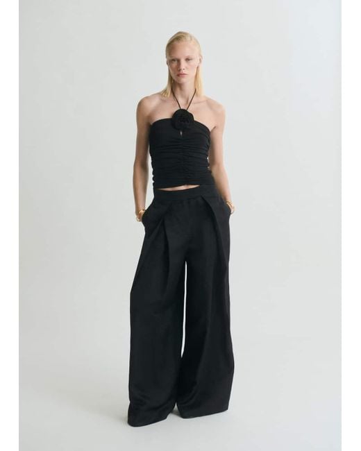 Mango Black Floral Halter Top