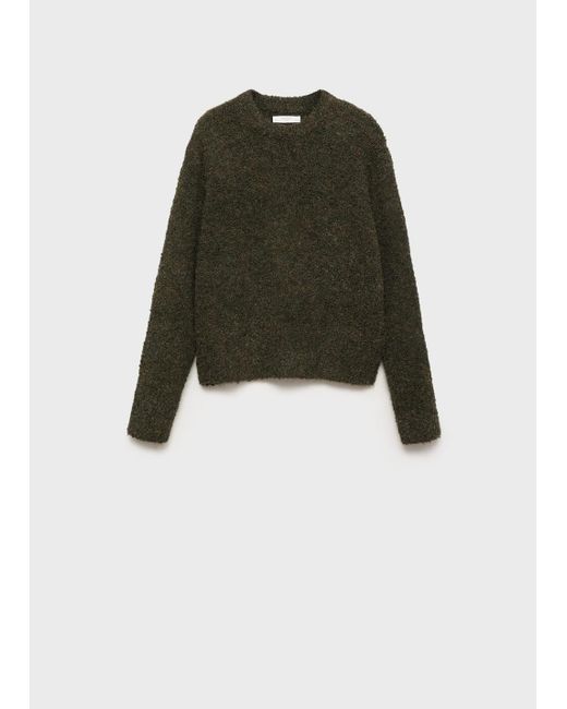 Mango Natural Round-Neck Bouclé Sweater