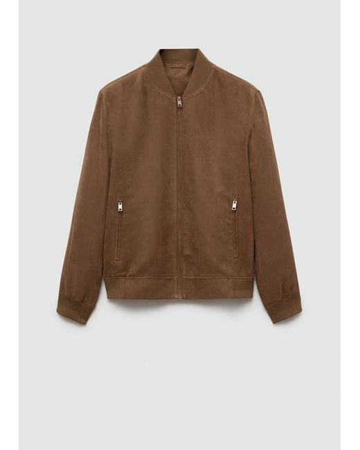 Mango Natural Suede-Effect Bomber Jacket for men