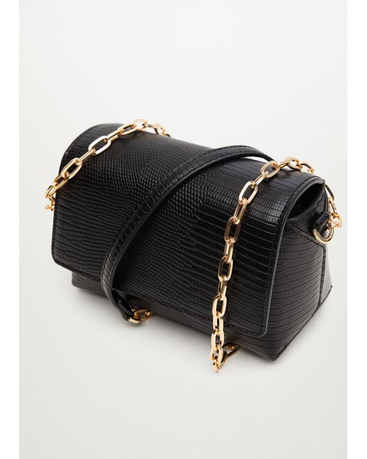 Mango Crossbody Bag With Chain in Black Lyst