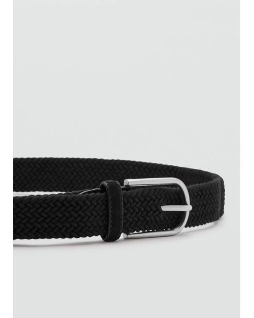 Mango Black 100% Braided Leather Belt for men