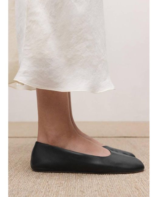 Mango Natural Leather Ballet Flats