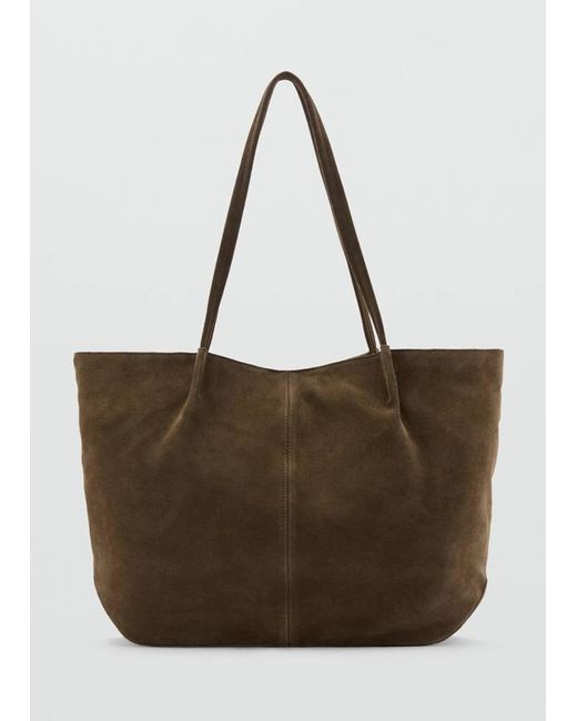 Mango Brown Suede Leather Shopper Bag
