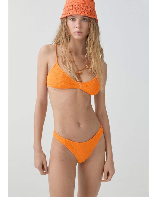 Mango Orange Textured Bikini Bottom