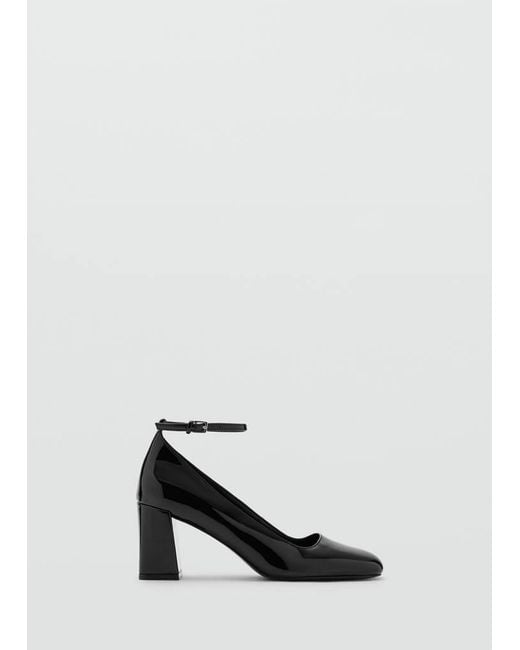 Mango Black Patent Leather High-Heeled Shoes With Ankle Straps