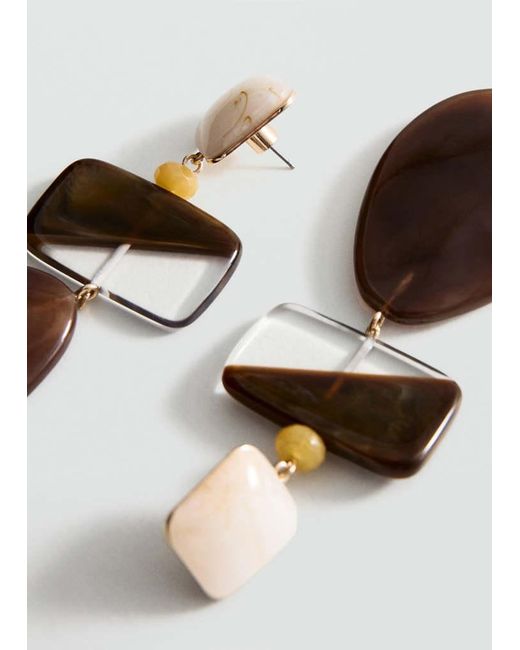 Orecchini Ciondoli Combinati Marrone di Mango in Brown