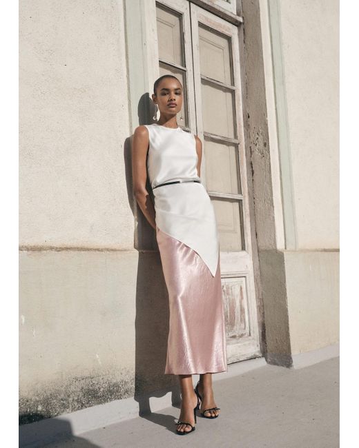 Mango Natural Creased-Effect Satin Skirt