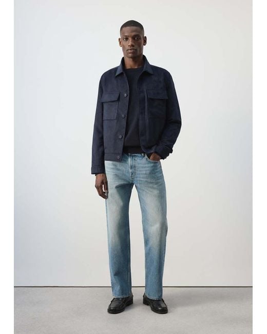 Mango Blue Suede-Effect Jacket With Pockets for men