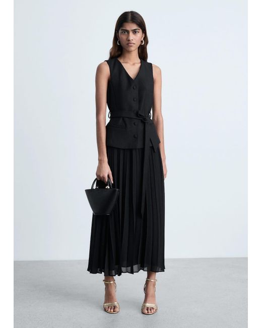 Mango Black Combined Waistcoat Dress