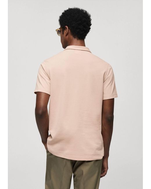 Mango Natural Slim-fit Textured Cotton Polo Shirt Pastel for men