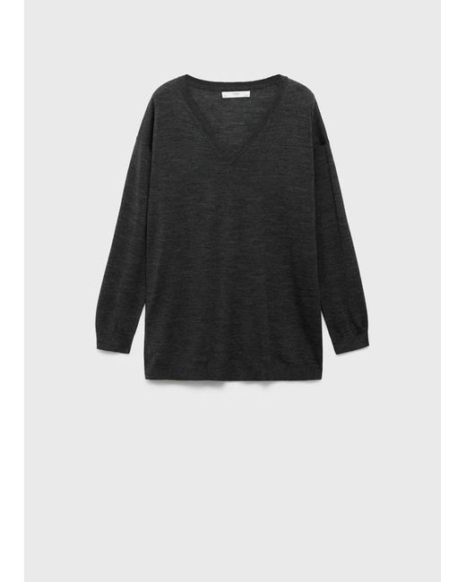 Mango Orange V-Neck Wool Sweater