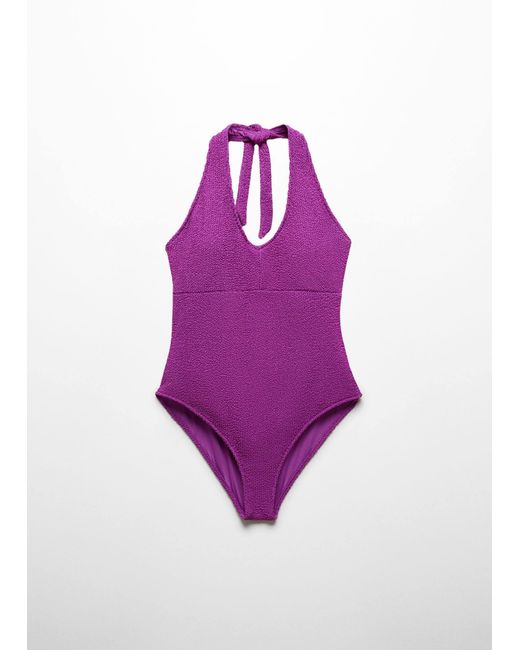 Mango Purple Halter Neck Swimsuit