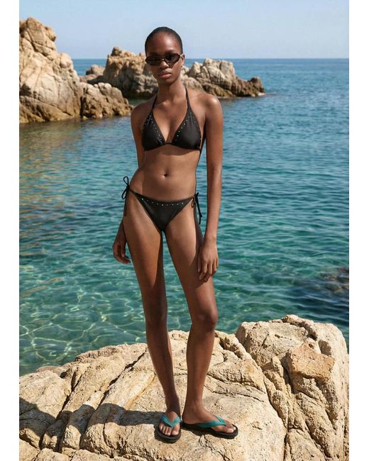 MANGO TEEN Blue Studded Bikini With Mid-Rise Bottoms