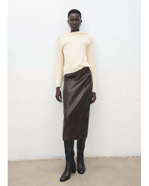 Mango White Braided Wool-Blend Sweater