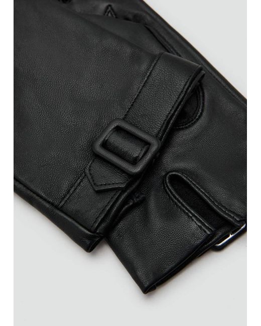 Mango Black Leather Gloves With Buckle