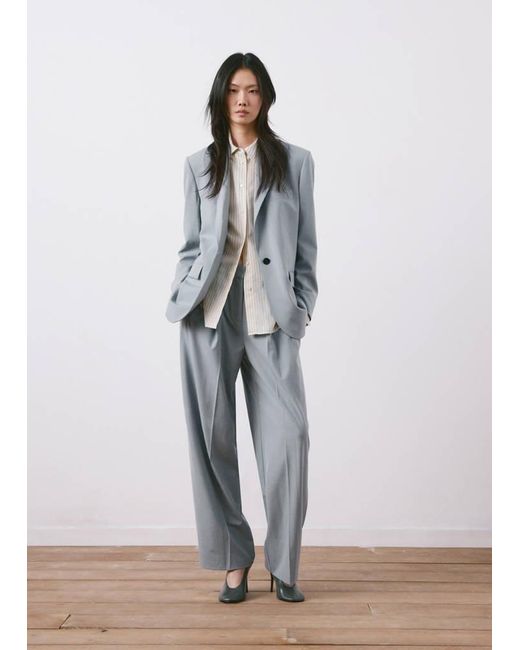 Mango White Straight Suit Jacket With Lapel Pockets