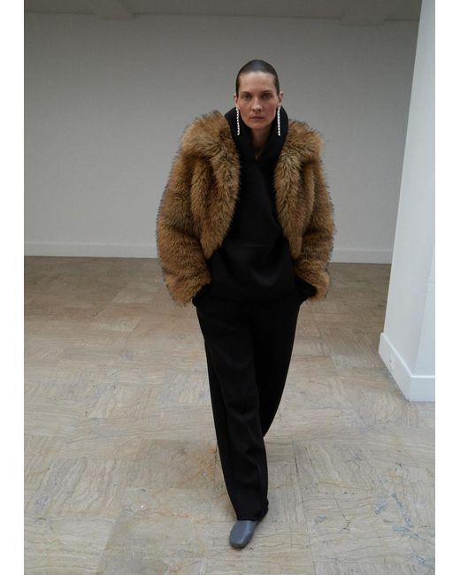 Mango Gray Faux-Fur Jacket With Lapels