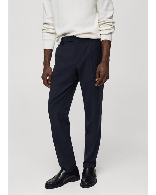 Mango White Cold Wool Trousers With Pleat Detail Dark for men