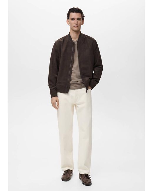 Mango Blue Suede-Effect Bomber Jacket for men