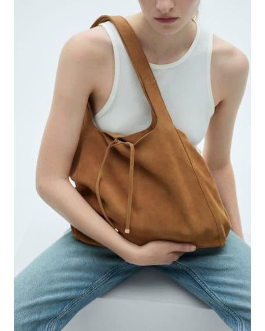 Mango Leather Shopper Tote Bag in Blue Lyst UK