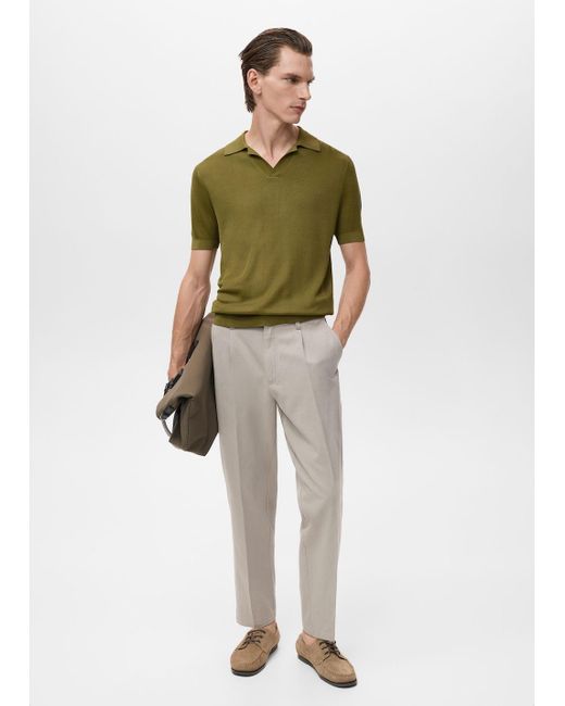 Mango Poloshirt Aus Baumwolle Mit Mikrostruktur in Green für Herren