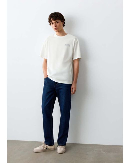 MANGO TEEN White Printed Cotton-Blend T-Shirt for men