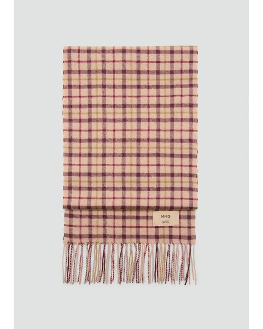 Mango Pink Woollen Check Scarf