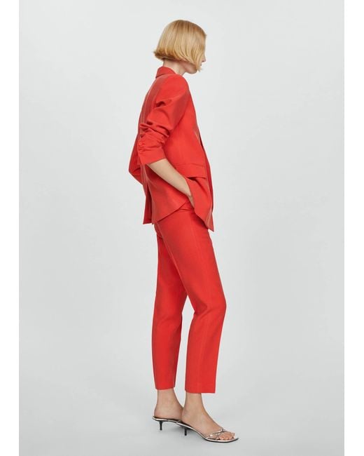 Mango Red Double-breasted Suit Blazer Coral