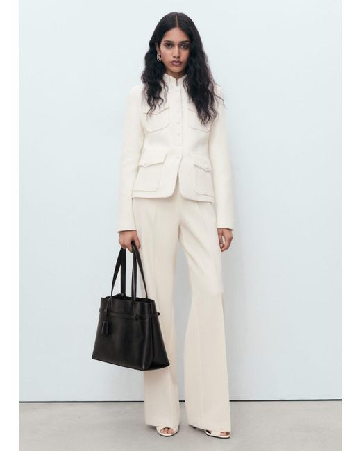 Veste Tissu Bouclette Poches Blanc Mango en coloris White