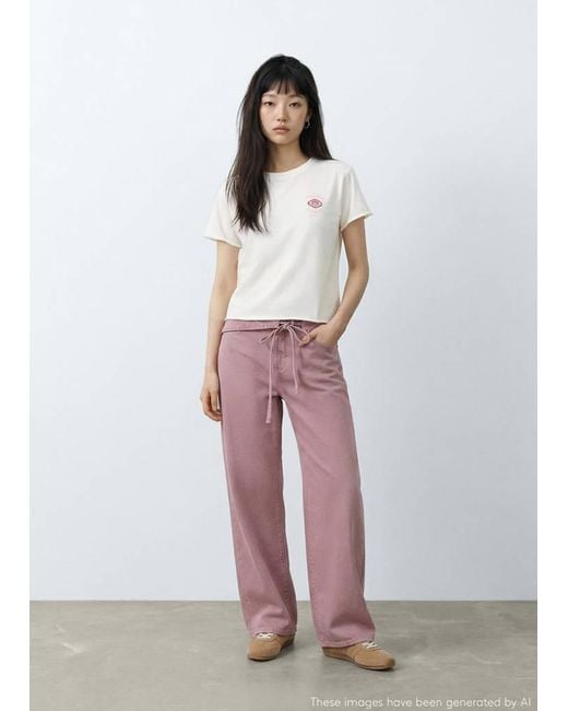 MANGO TEEN White Printed Cotton-Blend T-Shirt