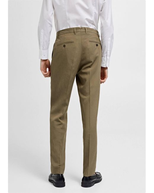 Mango Natural Slim-fit Pleated Suit Trousers for men