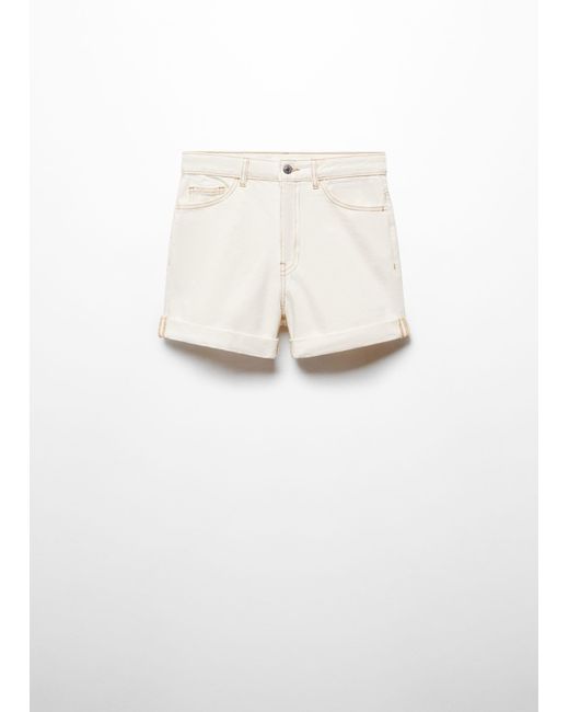 Mango White High-rise Denim Shorts