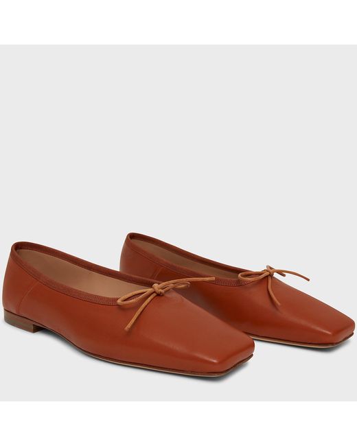 Mansur Gavriel Leather Square Toe Ballerina in Brown Lyst