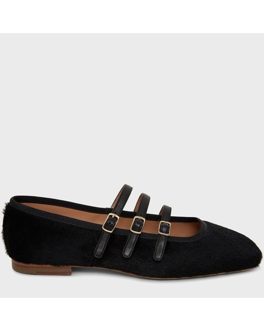 Mansur Gavriel Leather Square Toe Mary Jane in Black | Lyst