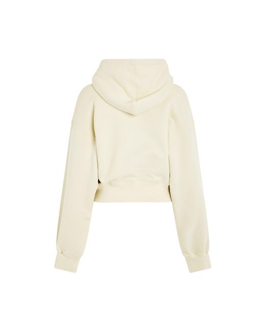 Off-White c/o Virgil Abloh Natural Off- Small Arrow Pearl Crop Hoodie, , 100% Cotton, Size: Medium