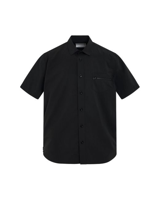 Sacai Black Matte Taffeta Shirt, Short Sleeves, , 100% Polyester for men