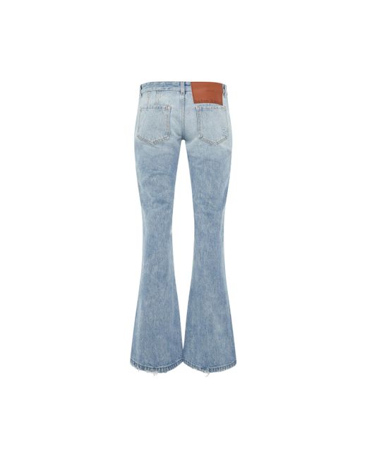 Palm Angels Blue Low-Rise Bootcut Denim Pants, Light/, 100% Cotton