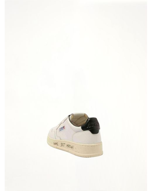 Autry White Leather Low-Top Perforated Sneakers for men