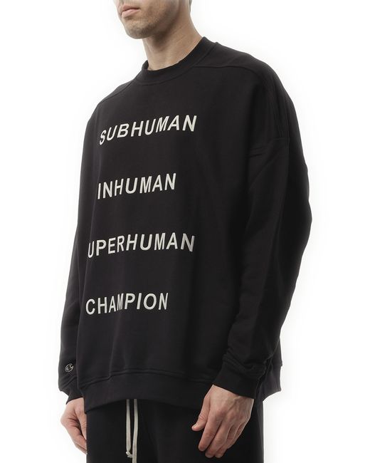 Rick Owens Black X Champion X Drkshdw Jumbo Sweatshirt, 100% Cotton, Size: Small for men