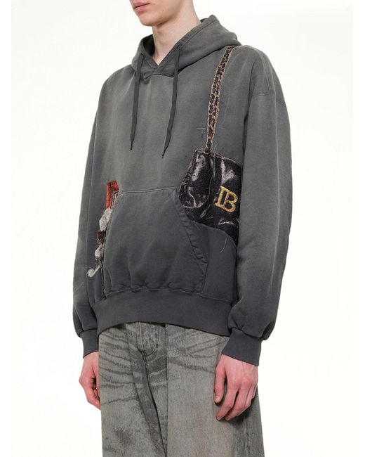 Doublet Gray Trompe L'Oeil Embroidery Hoodie for men