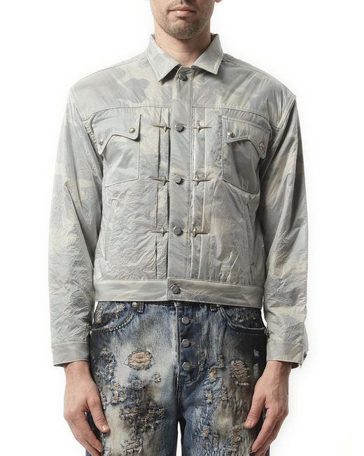 THUG CLUB Gray Clouded Claw Bomber Jacket, 100% Nylon for men