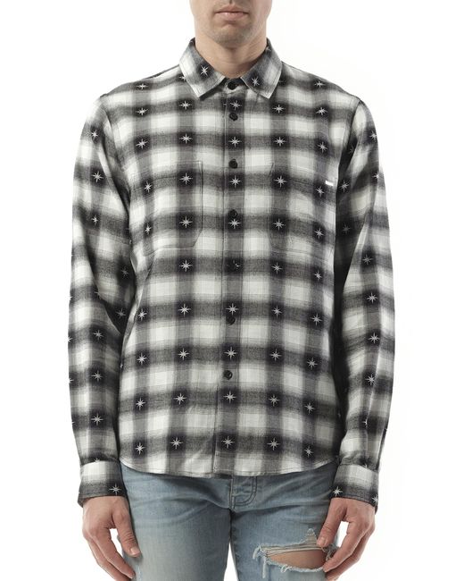 Amiri Gray Starburst Flannel, Long Sleeves, 100% Cotton, Size: Large for men