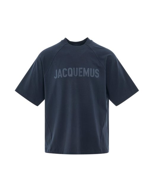 Jacquemus Blue 'Typo Logo T-Shirt, Dark, 100% Cotton, Size: Small for men