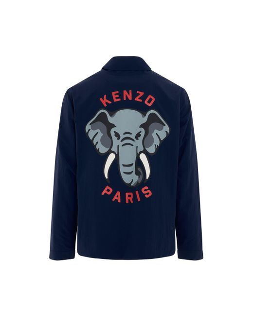 KENZO Blue 'Elephant Coach Jacket, Long Sleeves, Midnight, 100% Nylon, Size: Small for men