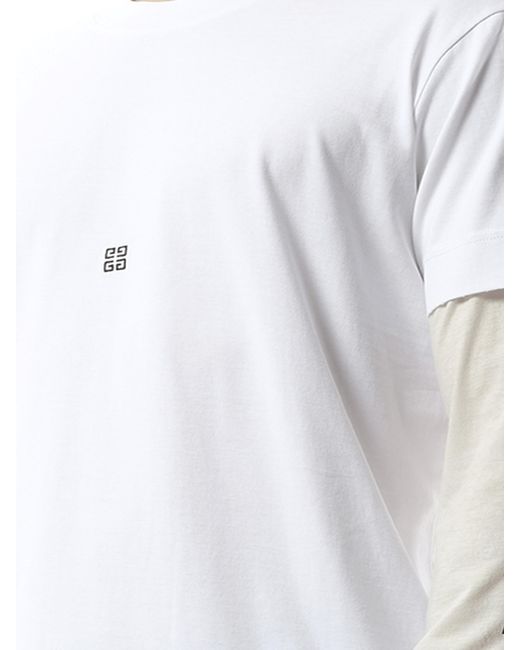 Givenchy White Multi Layer Jersey Long Sleeve T-Shirt, 100% Cotton, Size: Small for men