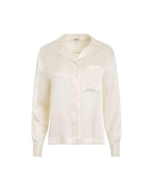 Loewe White Pyjama Blouse, Long Sleeves, , 100% Silk